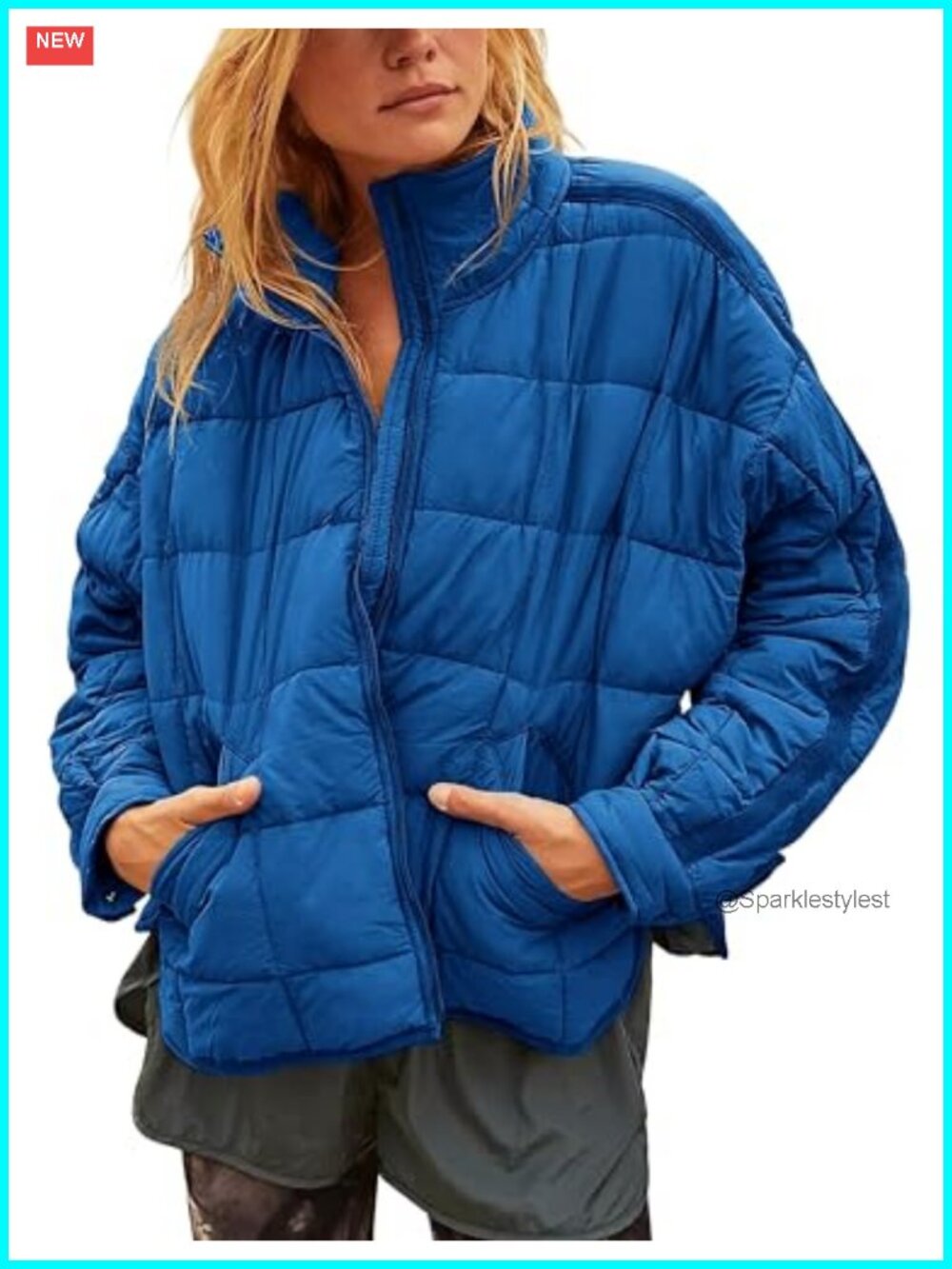 Quilted Puffer Jacket Lightweight Zip Up Padded Coat with Pockets